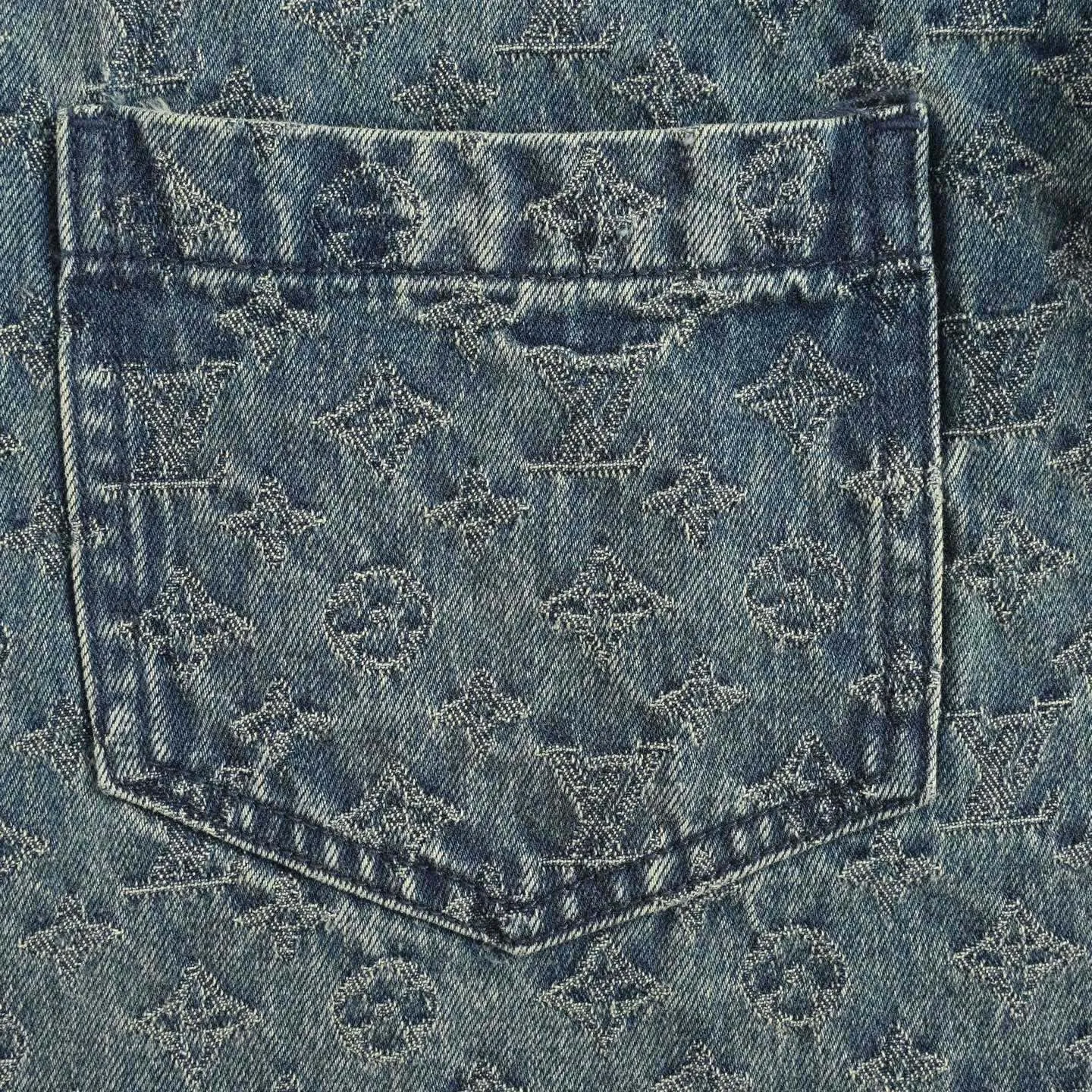 Louis Vuitton/Louis Vuitton 25ss all-over old flower jacquard suit denim short-sleeved shirt